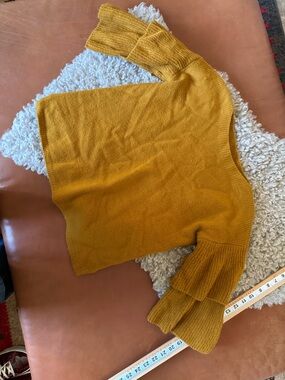 Madewell Mustard Off-the-Shoulder Ruffle Sleeve Sweater